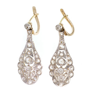 Nouveau Edwardian Diamond Drops Earrings 1900's