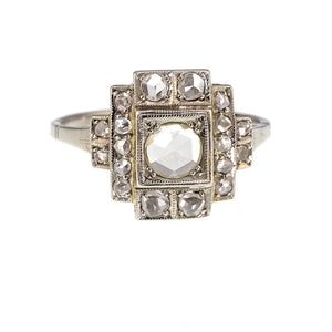 Art Deco Rose Cut Diamond Ring Platinum