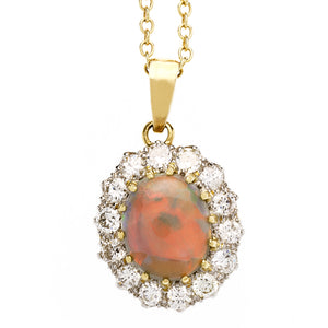 Vintage 1950's Opal and Diamond Cluster Pendant