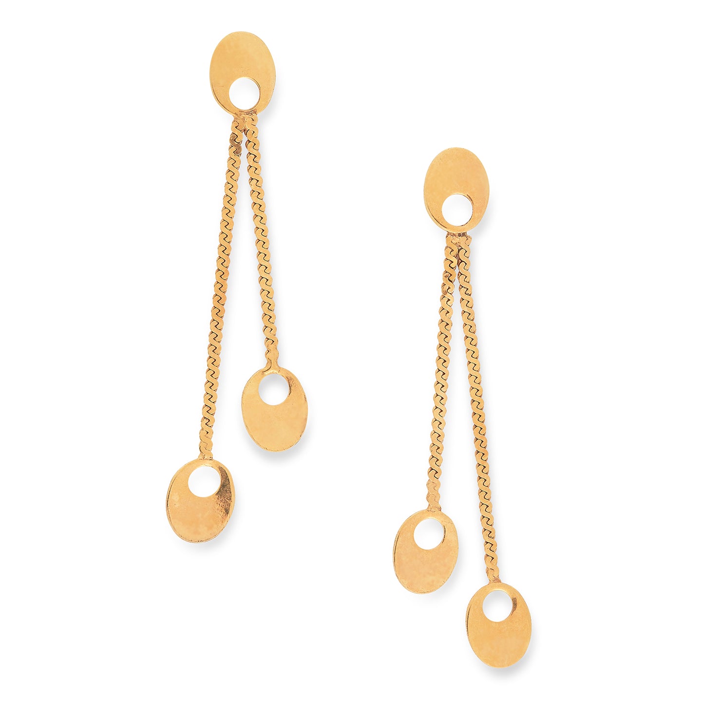 Vintage 9ct Yellow Gold Oval Drop Earrings