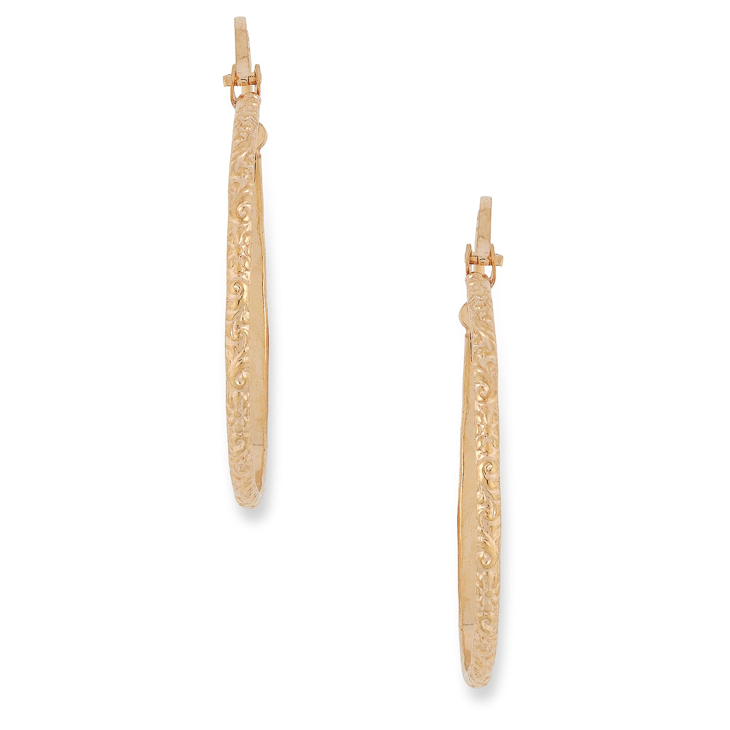 Patterned Hoop Earrings 9 carat Yellow Gold
