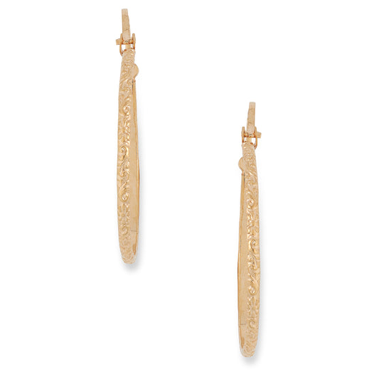 Patterned Hoop Earrings 9 carat Yellow Gold