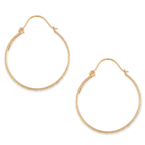 Patterned Hoop Earrings 9 carat Yellow Gold