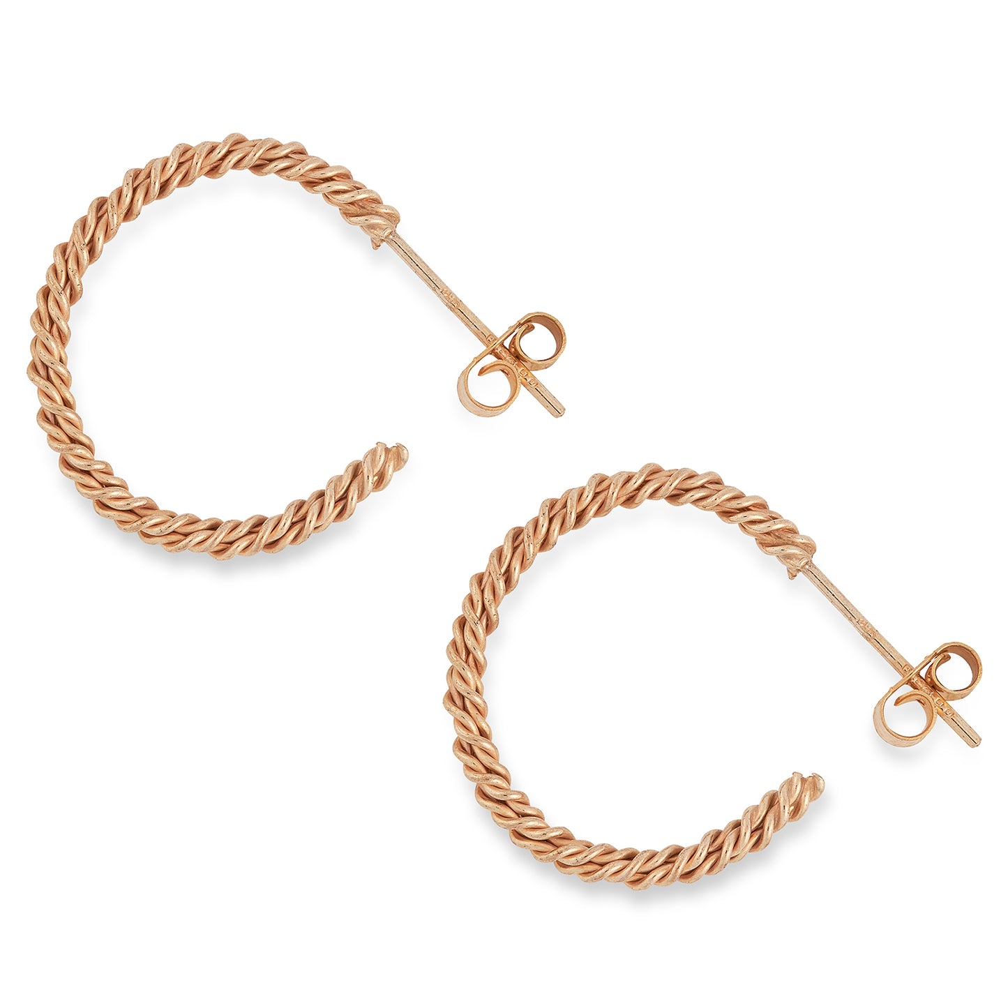 Rope Hoop Earrings 9 carat Yellow Gold Medium Size