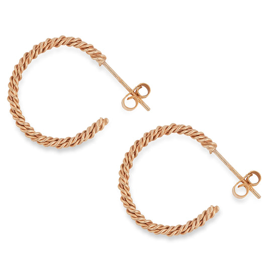 Rope Hoop Earrings 9 carat Yellow Gold Medium Size