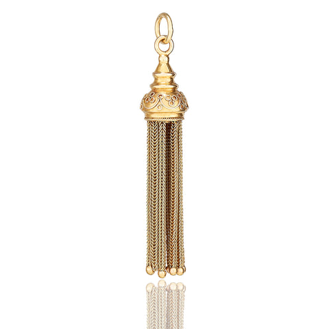 Antique Victorian Charm Necklace Tassel 18 carat Yellow gold