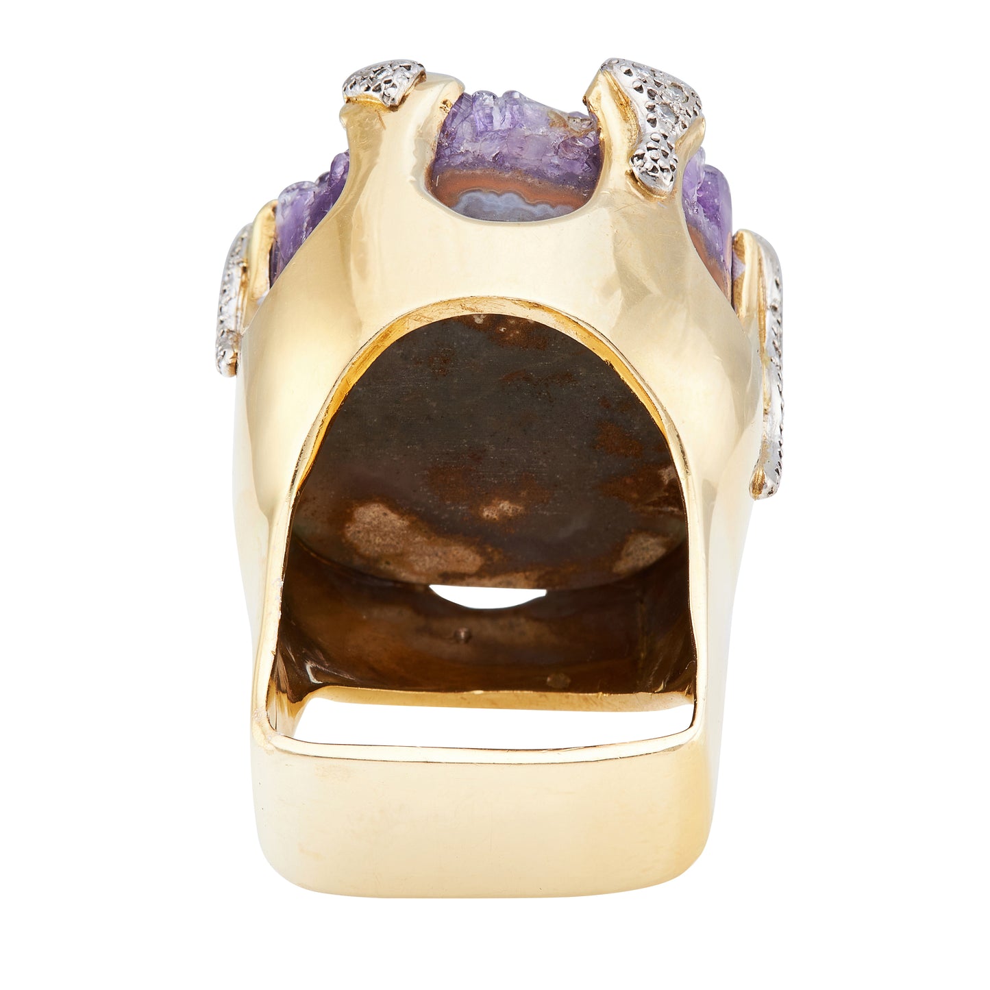 Vintage Amethyst and Dimond Statement Ring, 18ct Yellow Gold