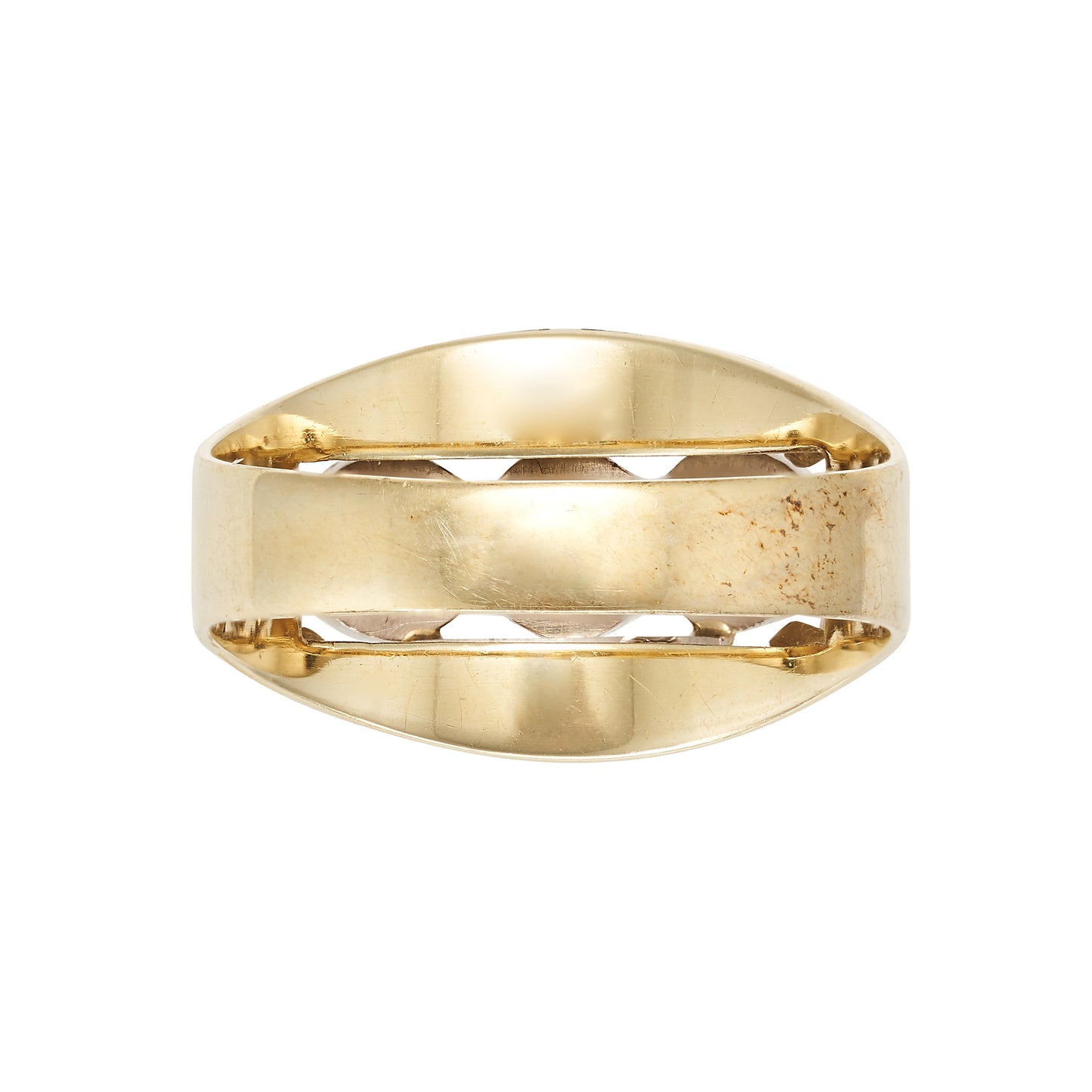 Art Deco 3 Stone Cocktail Ring set in 14ct. yellow gold