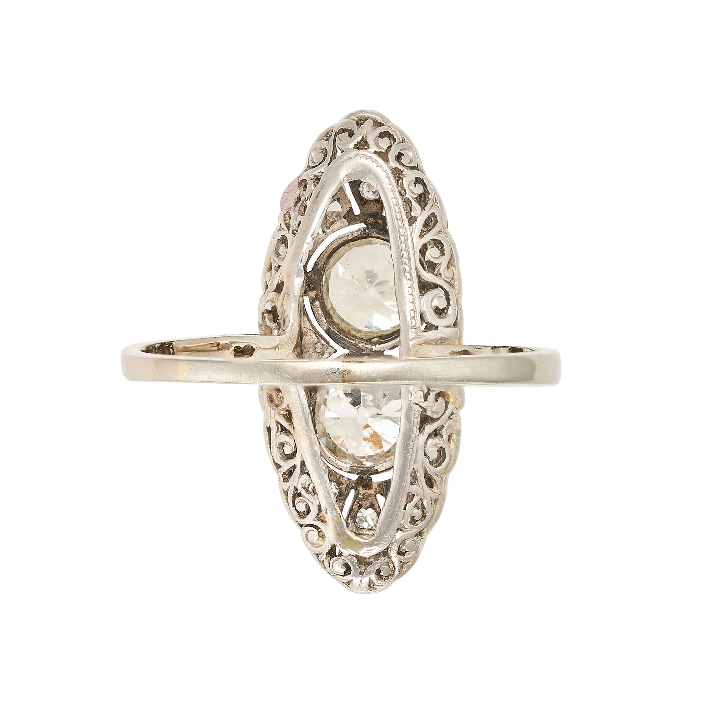 Art Deco 2 Stone Marquise Platinum Ring 18ct White Gold and Platinum